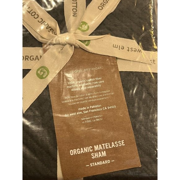 West Elm Organic Cotton Maltelasse Sham Slate / Dark Grey Colored - Picture 2 of 4
